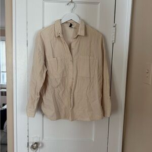 Divided Corduroy Casual Beige Button Down Shirt